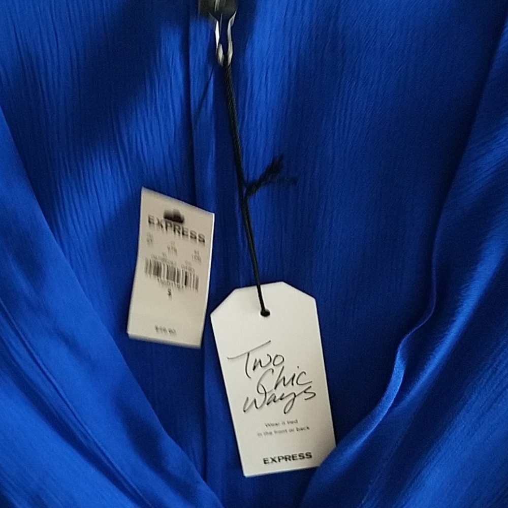 Raglan sleeve open front tie blouse - Picture 3 of 5